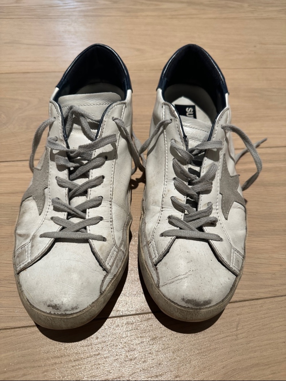 Men's White and Navy Leather Golden Goose Superstar Size 44